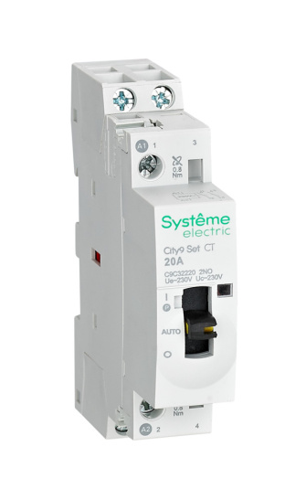Модульный контактор 2P 2НО 20A AC 230В, City9, Systeme Electric