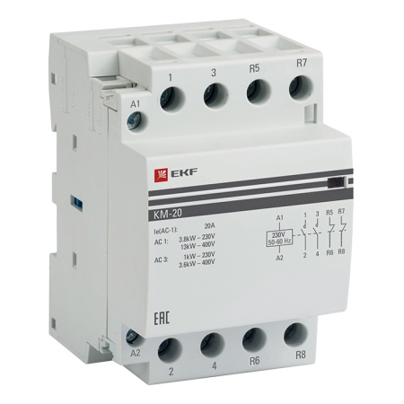 Контактор модульный КМ 20А 2NО+2NC (3 мод.) EKF PROxima km-3-20-22