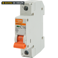 Автоматический выключатель TDM Electric ВА47-29 1P C16 А 4.5 кА SQ0206-0074