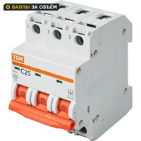 Автоматический выключатель TDM Electric ВА47-29 3P C25 А 4.5 кА SQ0206-0111