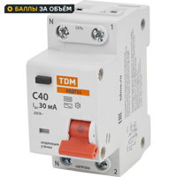 Дифференциальный автомат Tdm Electric АВДТ-32 2P C40 A 30 мА 4.5 кА AC