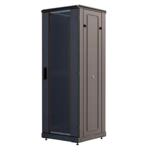 Шкаф телекоммуникационный напольный 19", 27U(600x600), ШТ-НП-М-27U-600-600-С-Ч, передняя дверь стекло, черный ССД